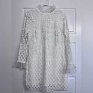 Lulu's Elegant Cream Lace Long Sleeve Dress